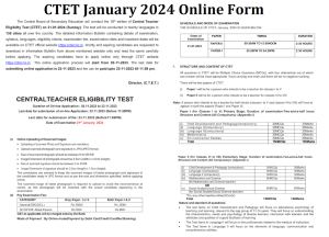 CTET January 2024 Notification Application form, Eligibility criteria, Exam pattern, Application fee, Sizes of Photograph and Signature etc.